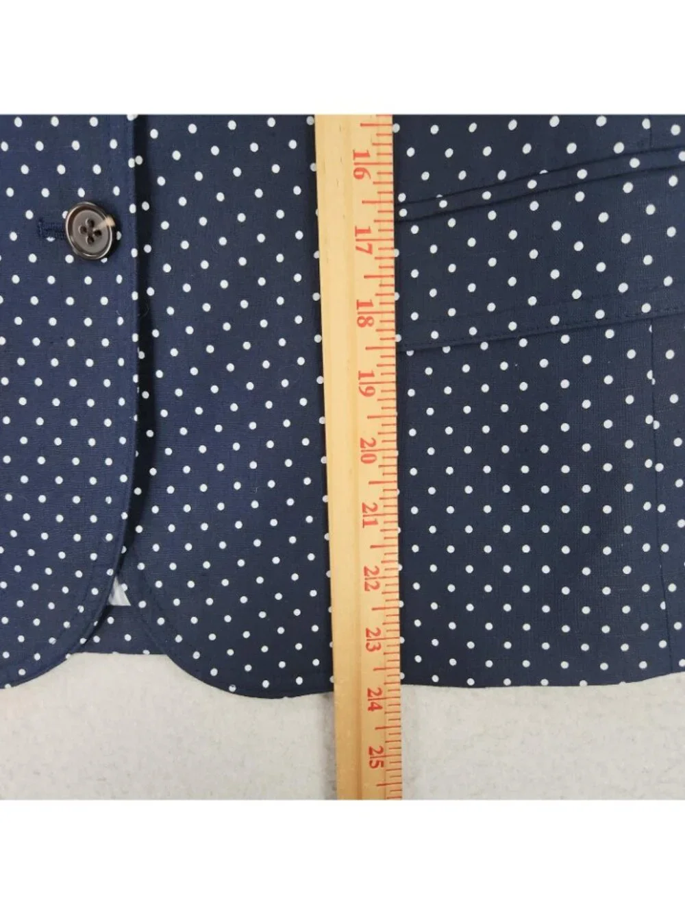 J Crew Jacket Womens 6 Blue Polka Dot Linen Blend Two Button Blazer Career